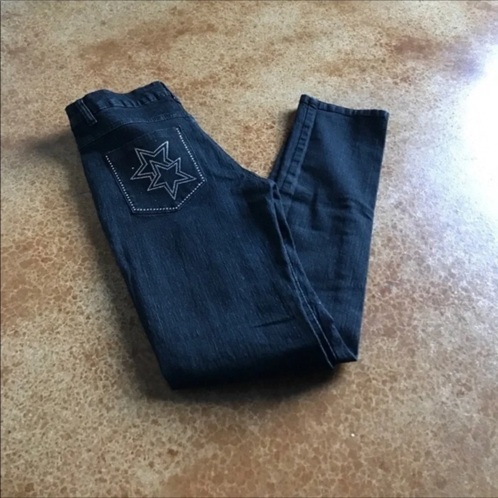 Govanni 13/14 skinny dark wash embellished star rhinestone pocket mid rise jeans